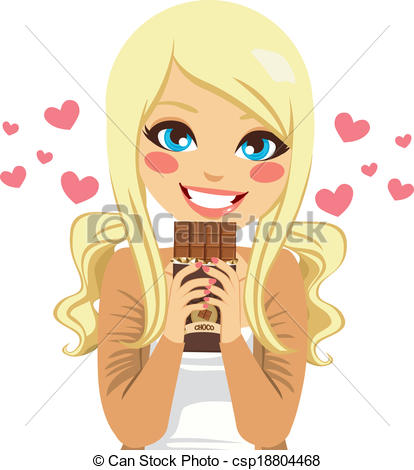 Vector   Blonde Chocolate Lover   Stock Illustration Royalty Free