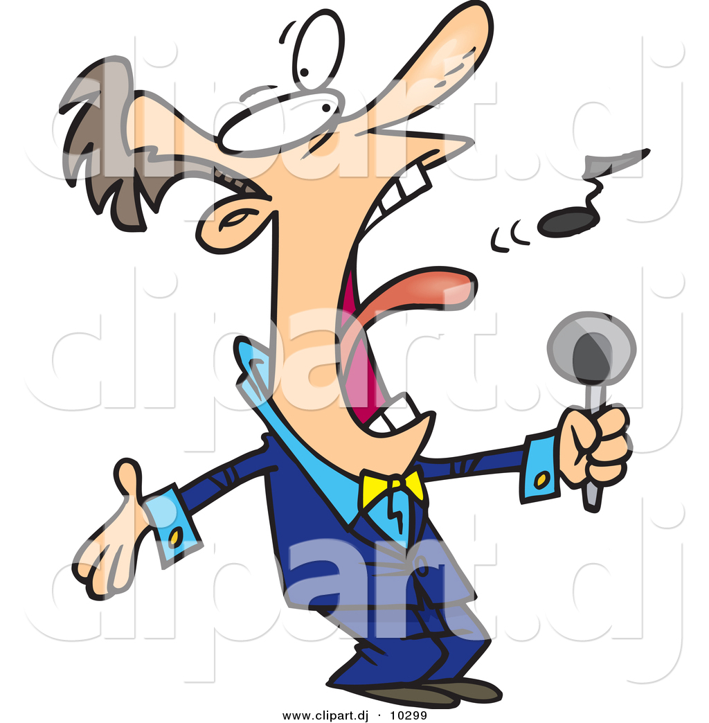 Vector Clipart Of A Cartoon Man Singing Anthem By Ron Leishman