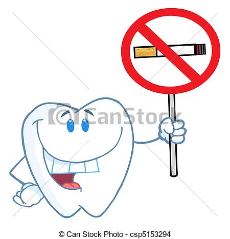 Vector   Tooth Holding Up A No Smoking Sign   Stock Illustration