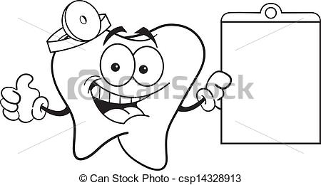 White Illustration Of A Tooth Holding A Chart And Giving Thumbs Up
