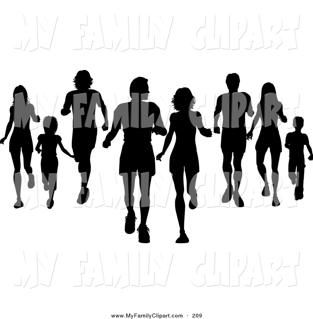 Black Silhouetted Families Jogging And Walking Together By Kj Pargeter