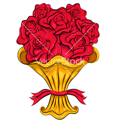 Bouquet Of Flowers Drawing Vintage Bouquet Of Roses Vector 1058906 Jpg