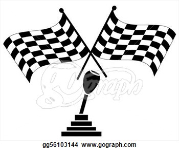 Clip Art   Stick Shift With Two Checkered Flags   Winning Car Race