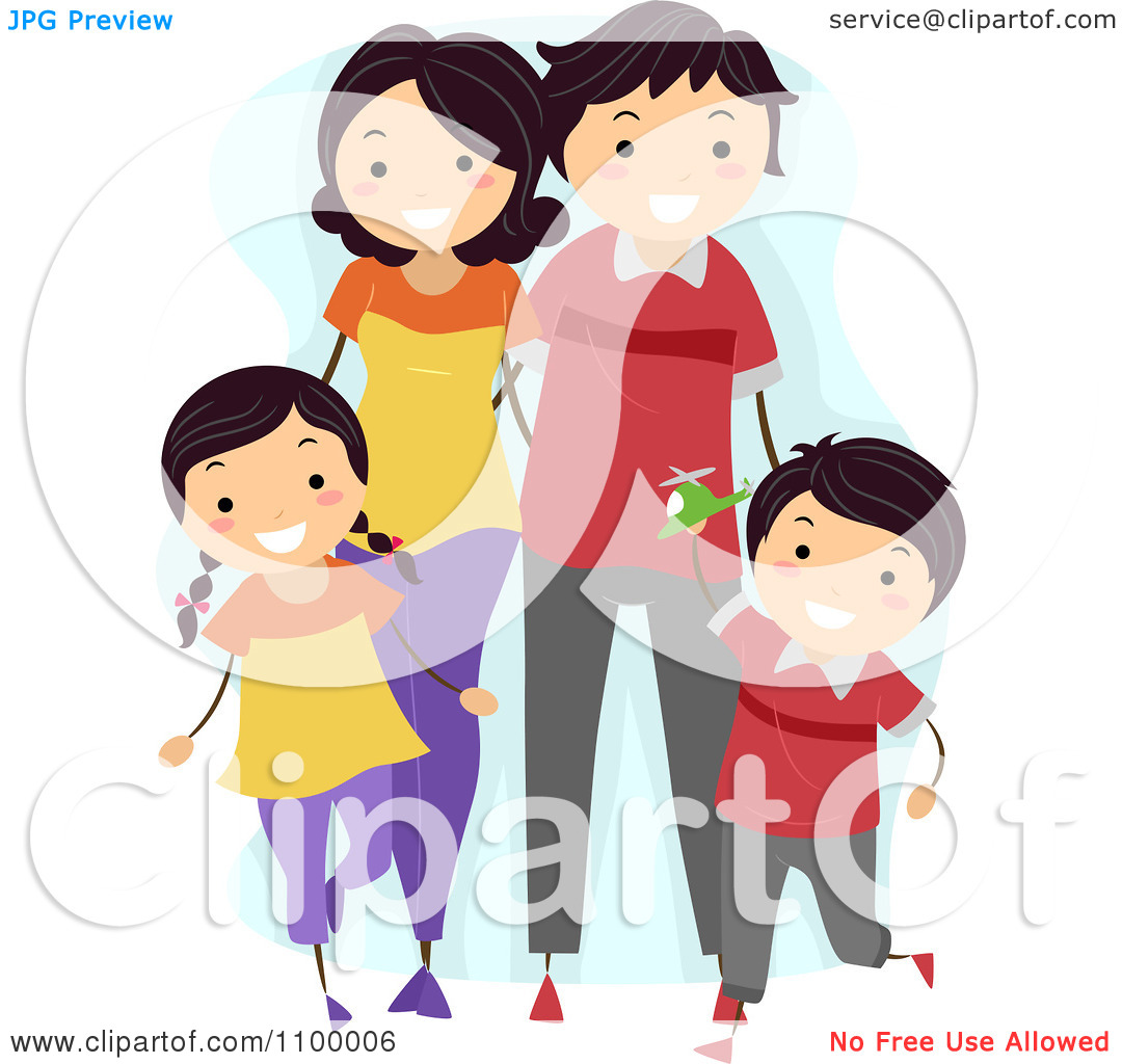 Clipart Happy Matching Family Walking Together   Royalty Free Vector    