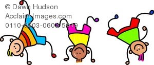 Clipart Illustration Of A Group Of Happy Diverse Kids Playing Together