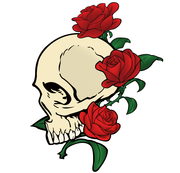 Clipart Skull Roses Skull With Roses Vector Free