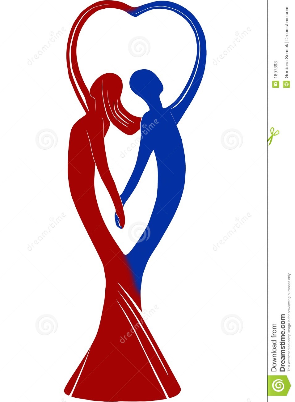 Couple In Love Shaping A Heart With Their Hands   Illustration  Red