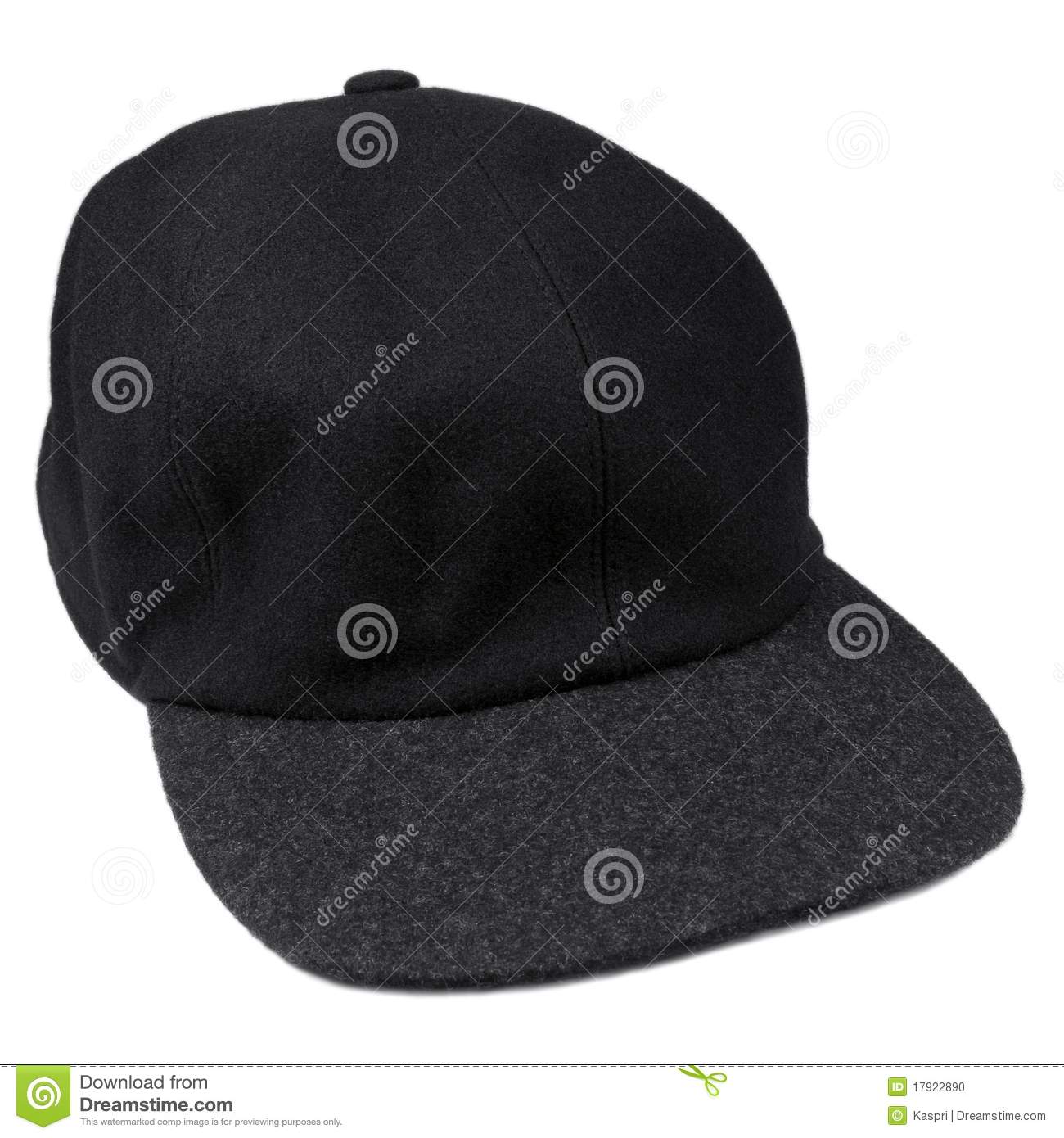 Fine Wool Black Baseball Cap Grey Isolated Men Hat Stock Photo   Image    