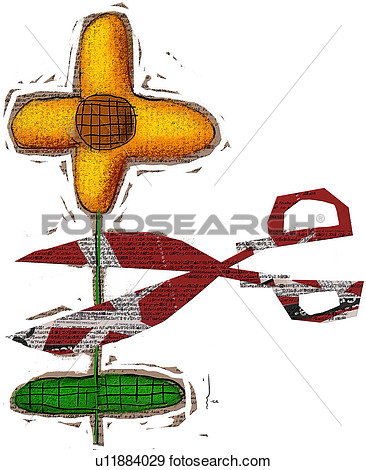 Flower Seed Scissors Computer Graphic View Large Illustration