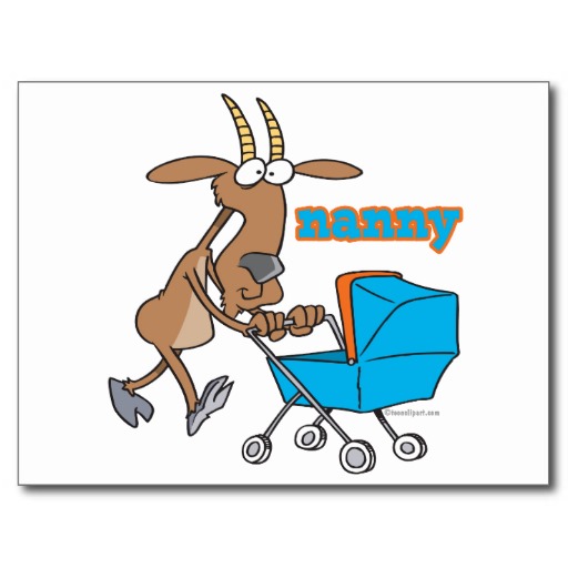 Funny Nanny Goat Pushing Stroller Cartoon Post Card