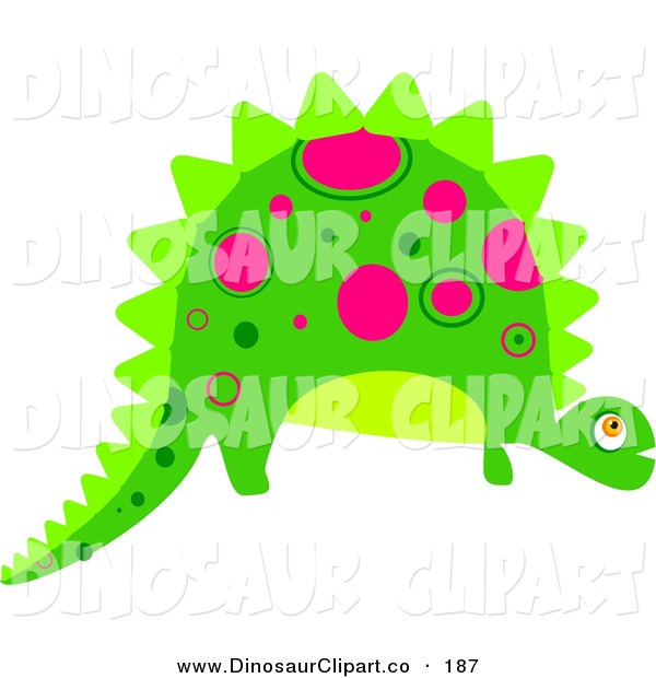 Green Dinosaur With Pink Dots Patterns Dinosaur Clip Art Prawny