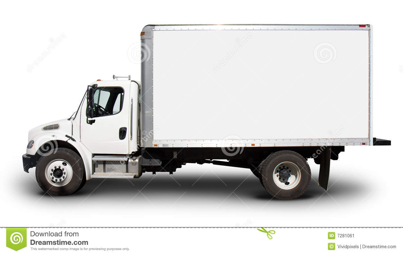 Plain White Delivery Truck With Blank Sides And Blank Cab Ready For