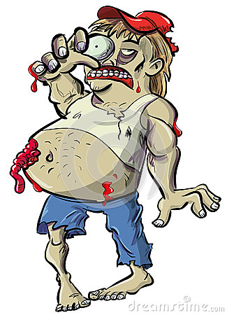 Red Neck Zombie Cartoon With Big Belly Stock Photography    