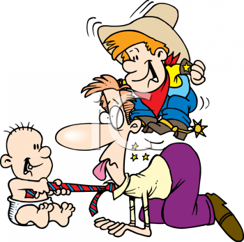 Royalty Free Clip Art Image Cartoon Of A Dad Playing With His Kids