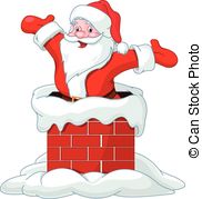 Santa Claus Jumping From Chimney Clip Art