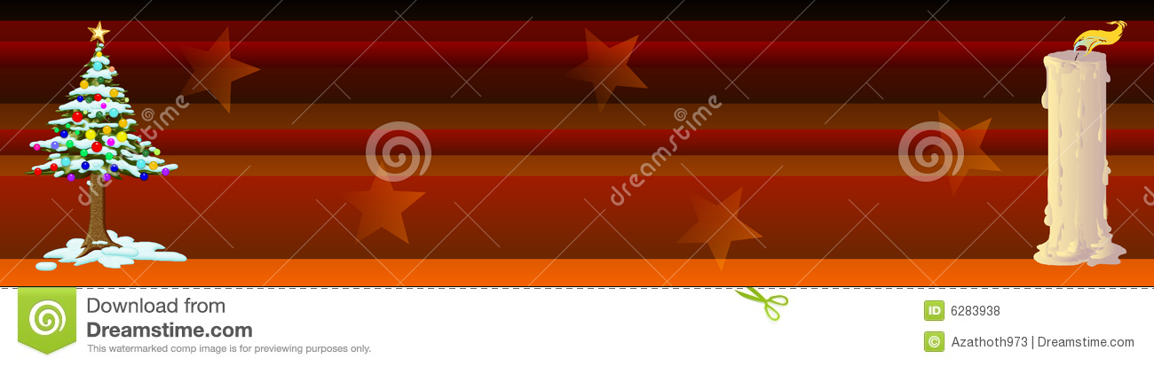 Simple Red Black Orange Banner With Christmas Tree  Candle And Starry    