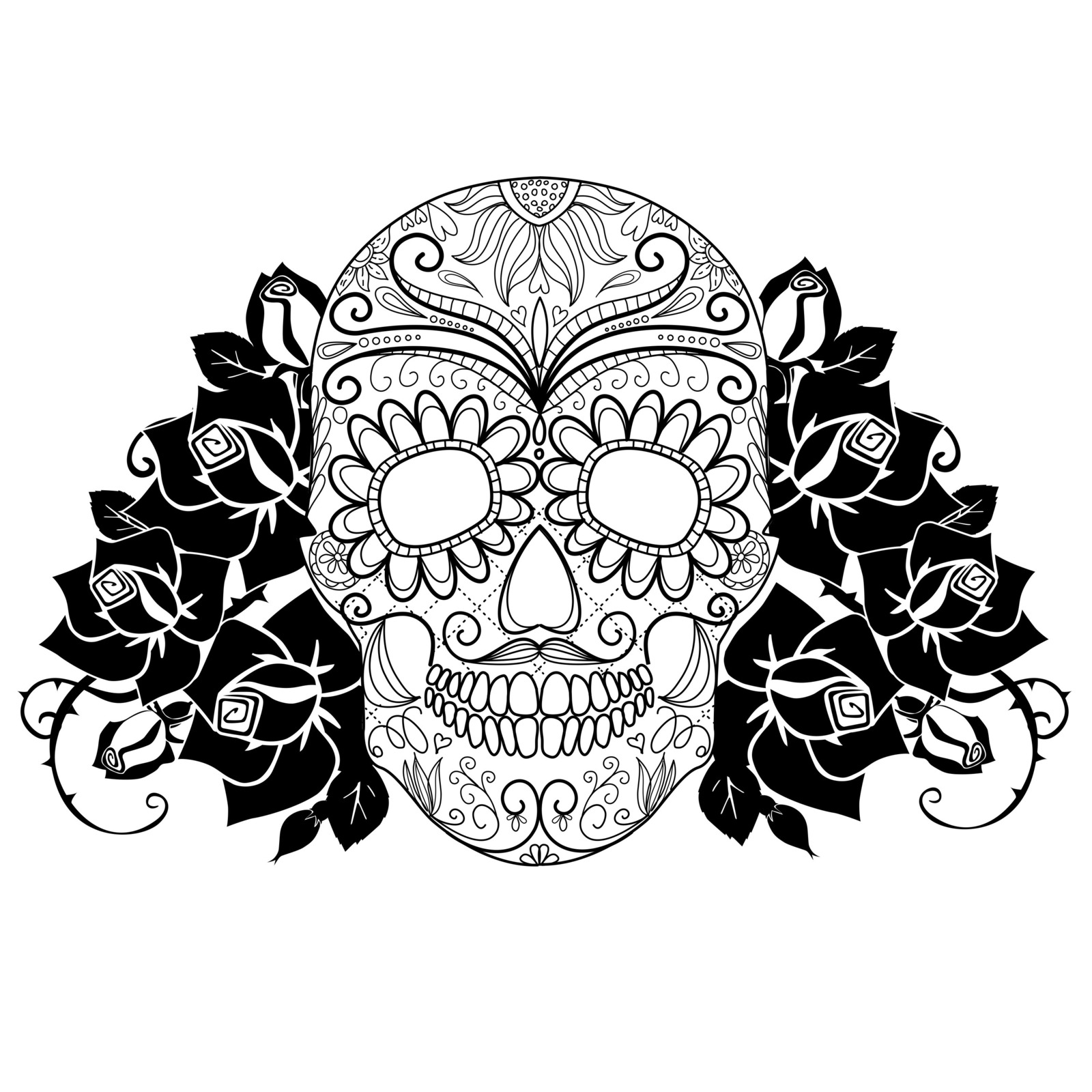 Skull And Roses Digital Clipart Clip Art And 50 Similar Items