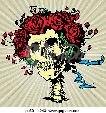 Skull In Roses Crown Vector Illustration  Stock Clipart Gg59114043