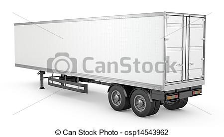 Stock Illustration Of Blank White Parked Semi Trailer Isolated On