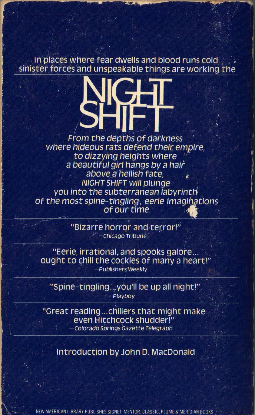 Too Much Horror Fiction  Night Shift By Stephen King  1979 Signet