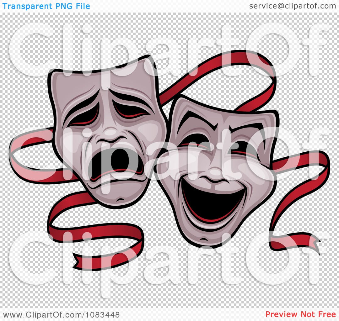 Tragedy Clipart Clipart Comedy And Tragedy Theater Masks And Red    