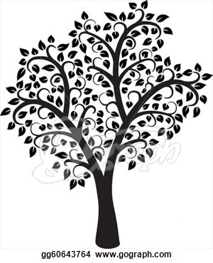 Vector Black And White Tree  Eps Clipart Gg60643764   Gograph
