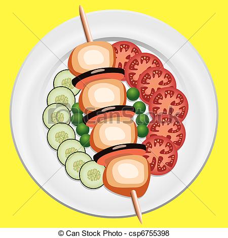Vector Of Grilled Chicken And Vegetables   Vector Grilled Chicken And    