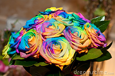 Wedding Bouquet With Rainbow Roses Stock Photo   Image  38328830