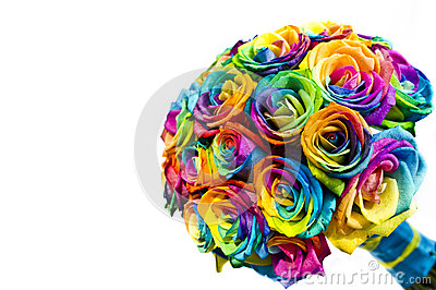 Wedding Rainbow Roses Bouquet Royalty Free Stock Image   Image