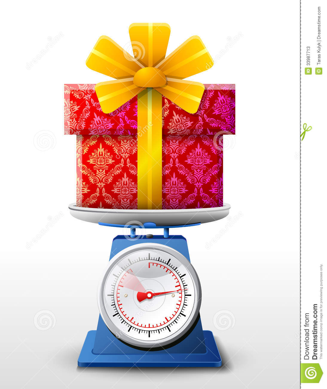 Weighing Gift Box On Scales  Qualitative Vector  Eps 10  Illustration
