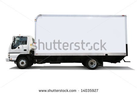 White Delivery Truck Isolated On White Background   Stock Photo