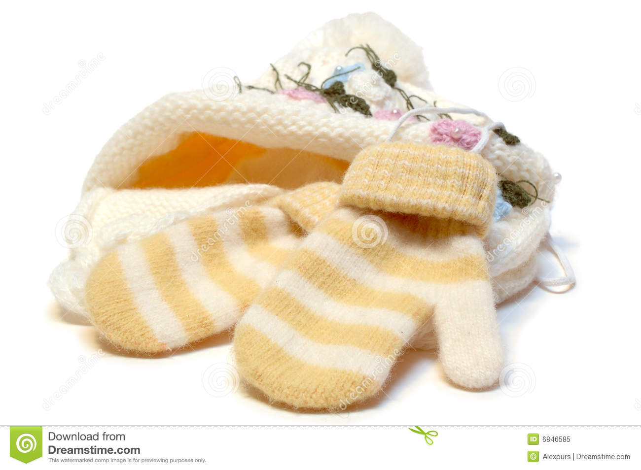 Winter Wool Knitted Cap And Mittens  Royalty Free Stock Photo   Image    