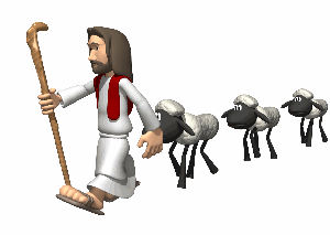 3d Clip Art Jesus Leading Three Sheep