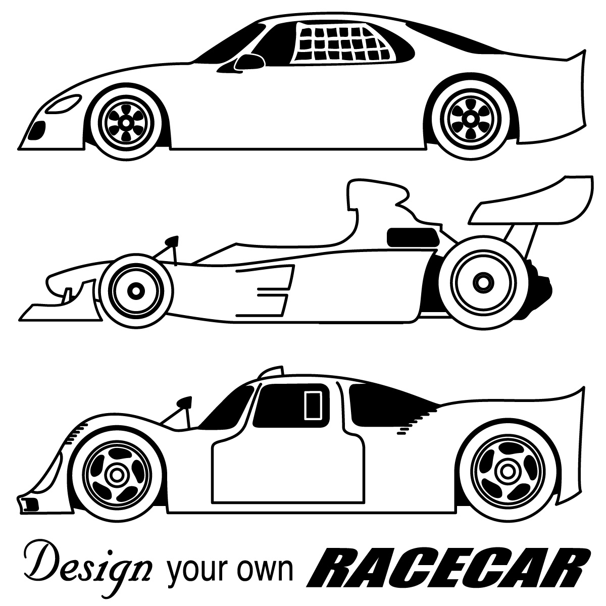 Black And White Clip Art  Race Car Clipart