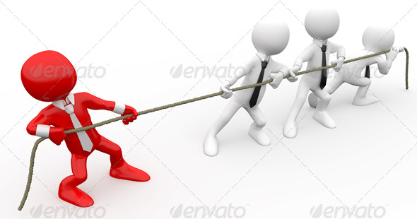 Businessmen Playing Tug Of War   3d Renders Graphics