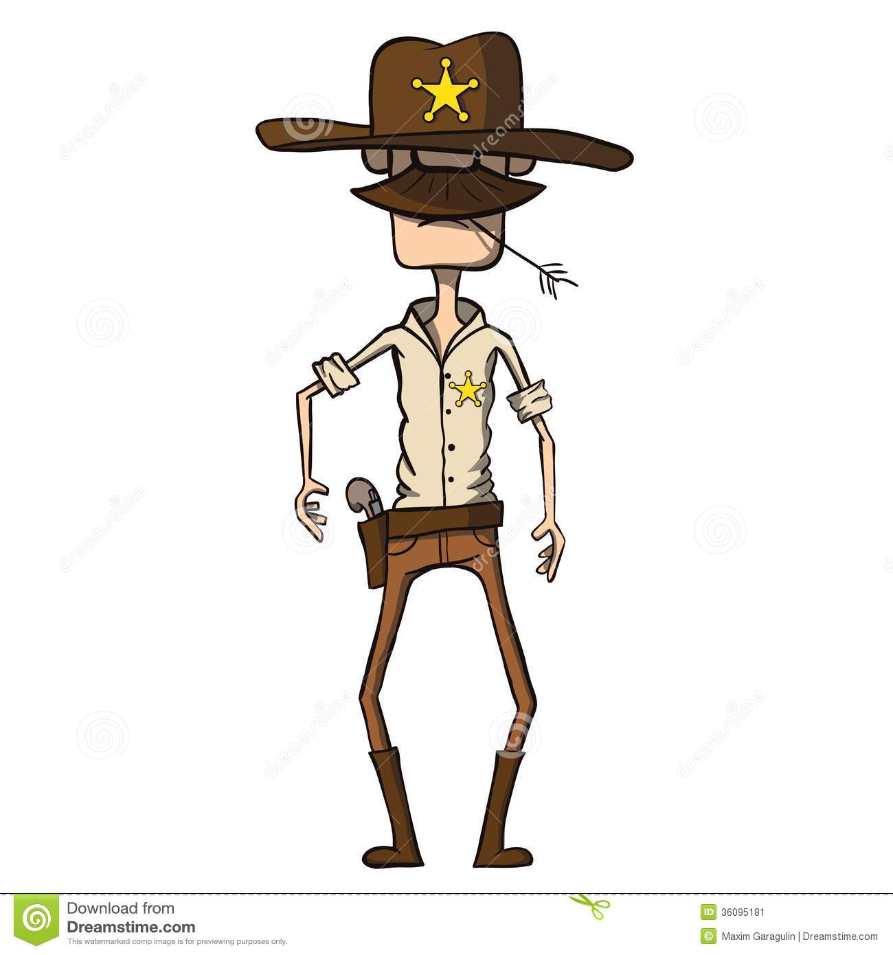 Cartoon Sheriff With Revolver  Wild West  Vector Illustration  This Is