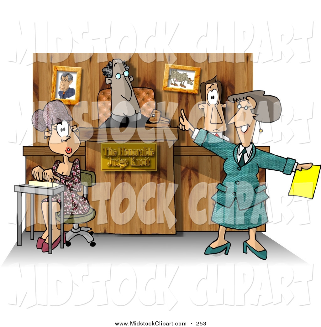 Clip Art Of A Judge Witness Stenographer And Lawyer In A Courtroom