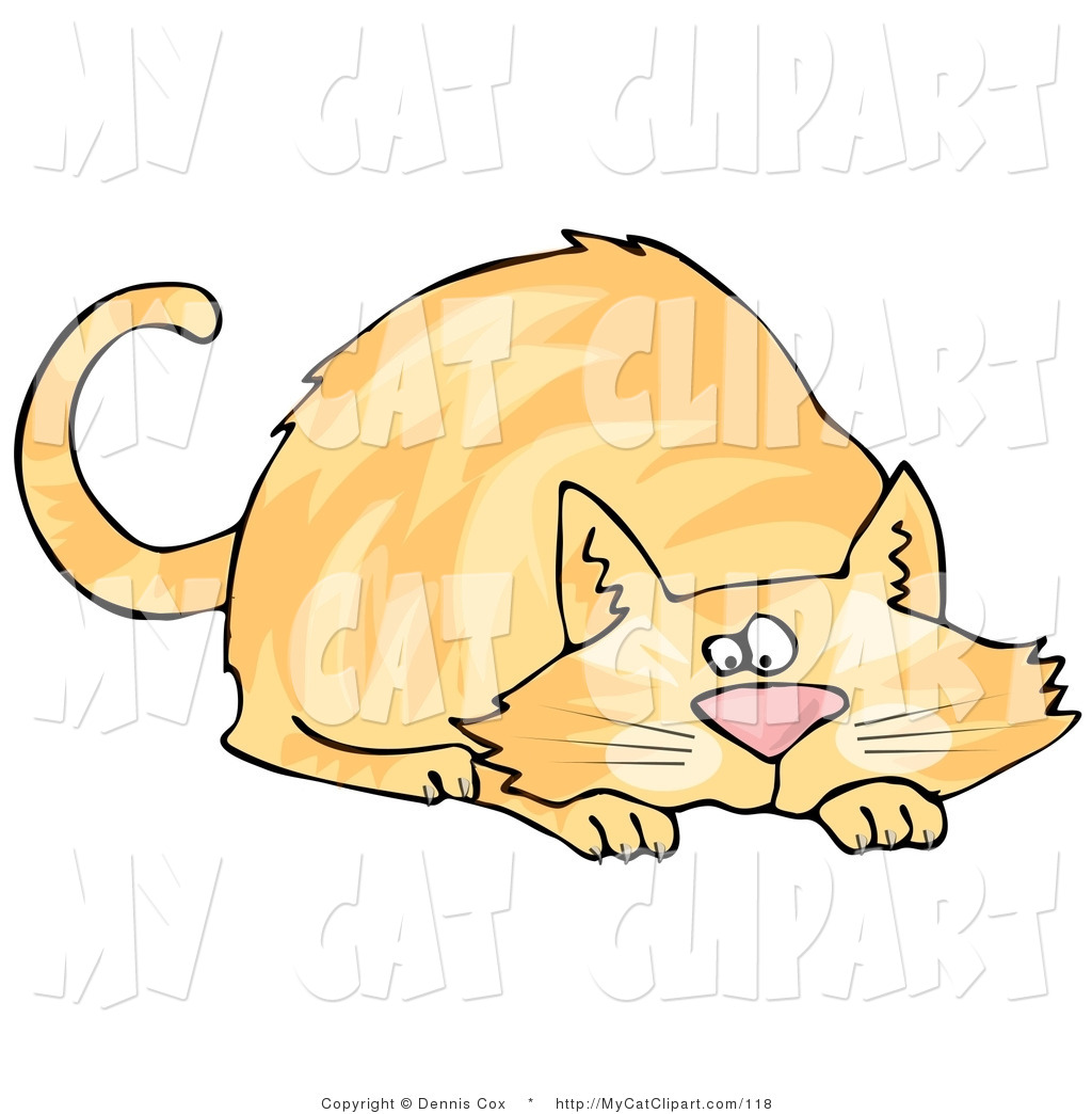 Clip Art Of An Orange Tabby Cat Crouching While Preparing To Pounce On