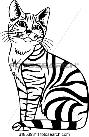 Clipart    Animal Cat Tabby Feline   Fotosearch   Search Clip Art