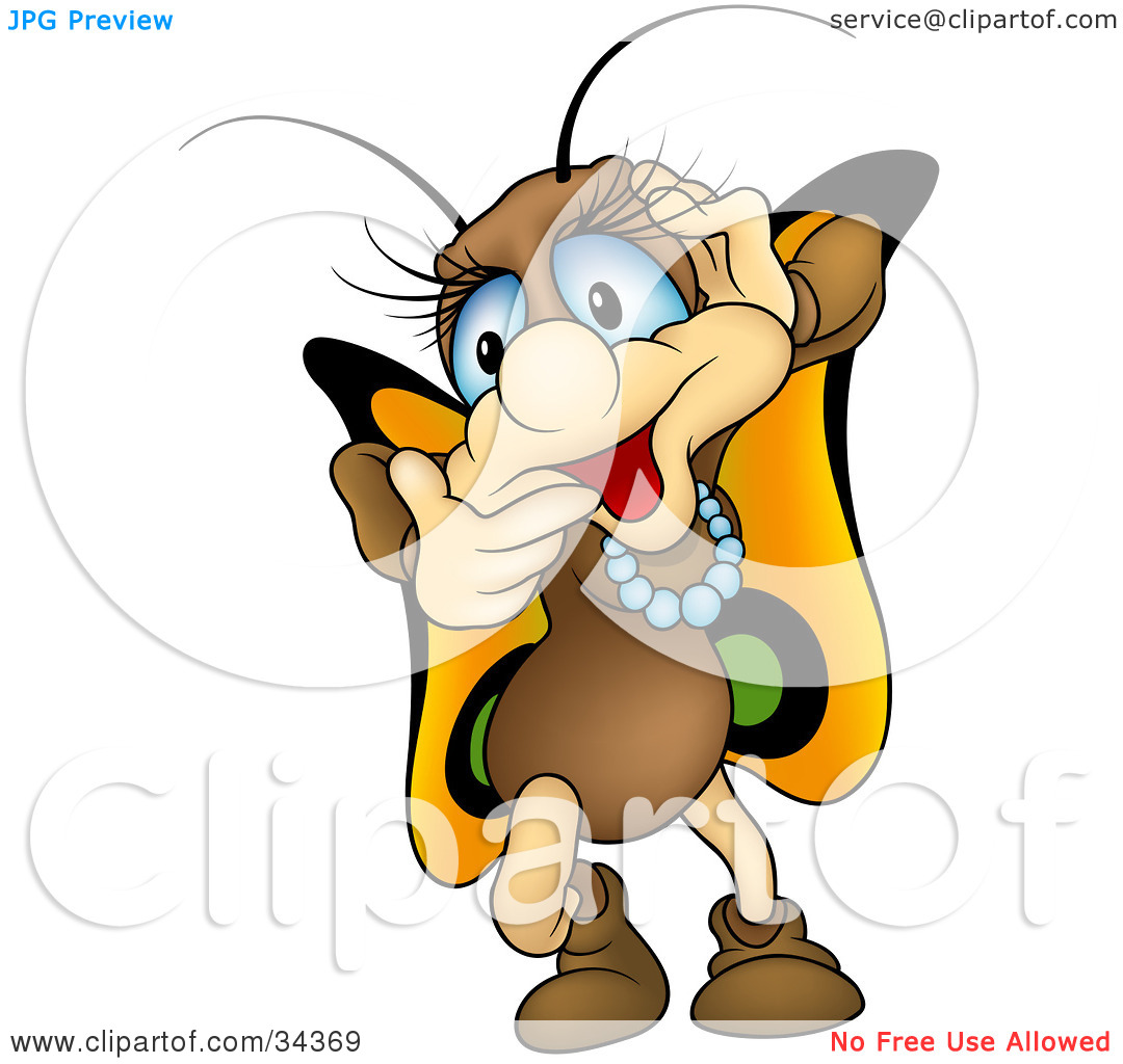 Clipart Illustration Of A Pretty Female Butterfly Character With Big