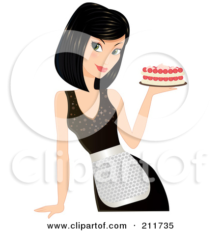 Clipart Illustration Of A Pretty Female Cake Baker Presenting A