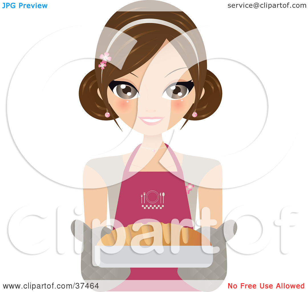 Clipart Illustration Of A Pretty Female Chef Holding Out Fresh French