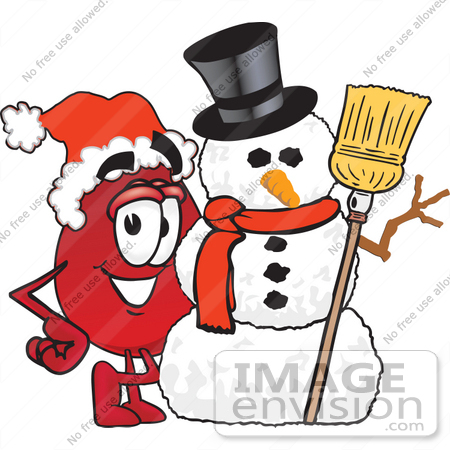 Droplet Mascot Cartoon Character With A Snowman On Christmas  33372