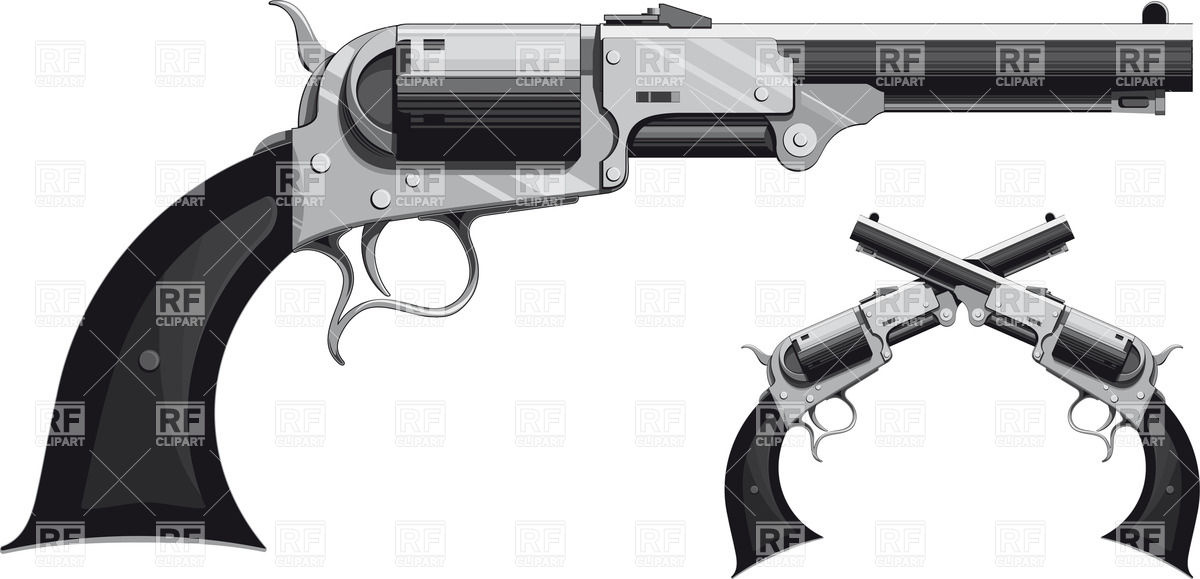 Fotos   Crossed Western Pistols Clipart Royalty Free Clipart