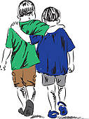 Friends Two Boys Walking Together I Clipart Graphic