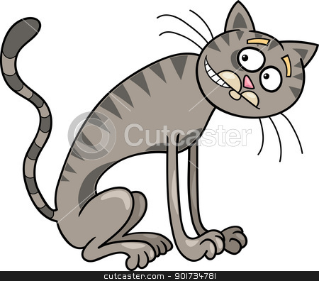 Gray Tabby Cat Stock Vector Clipart Cartoon Illustration Of Thin Gray