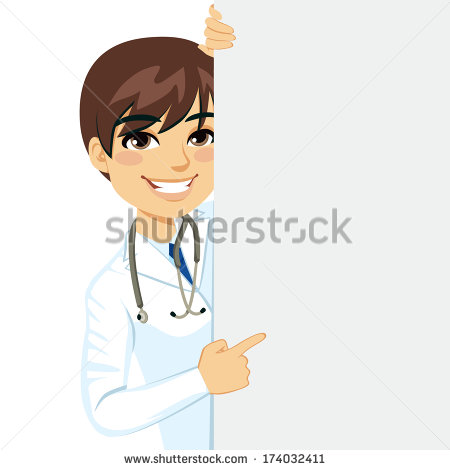 Happy Smiling Professional Male Doctor Peeking Out Of A Blank