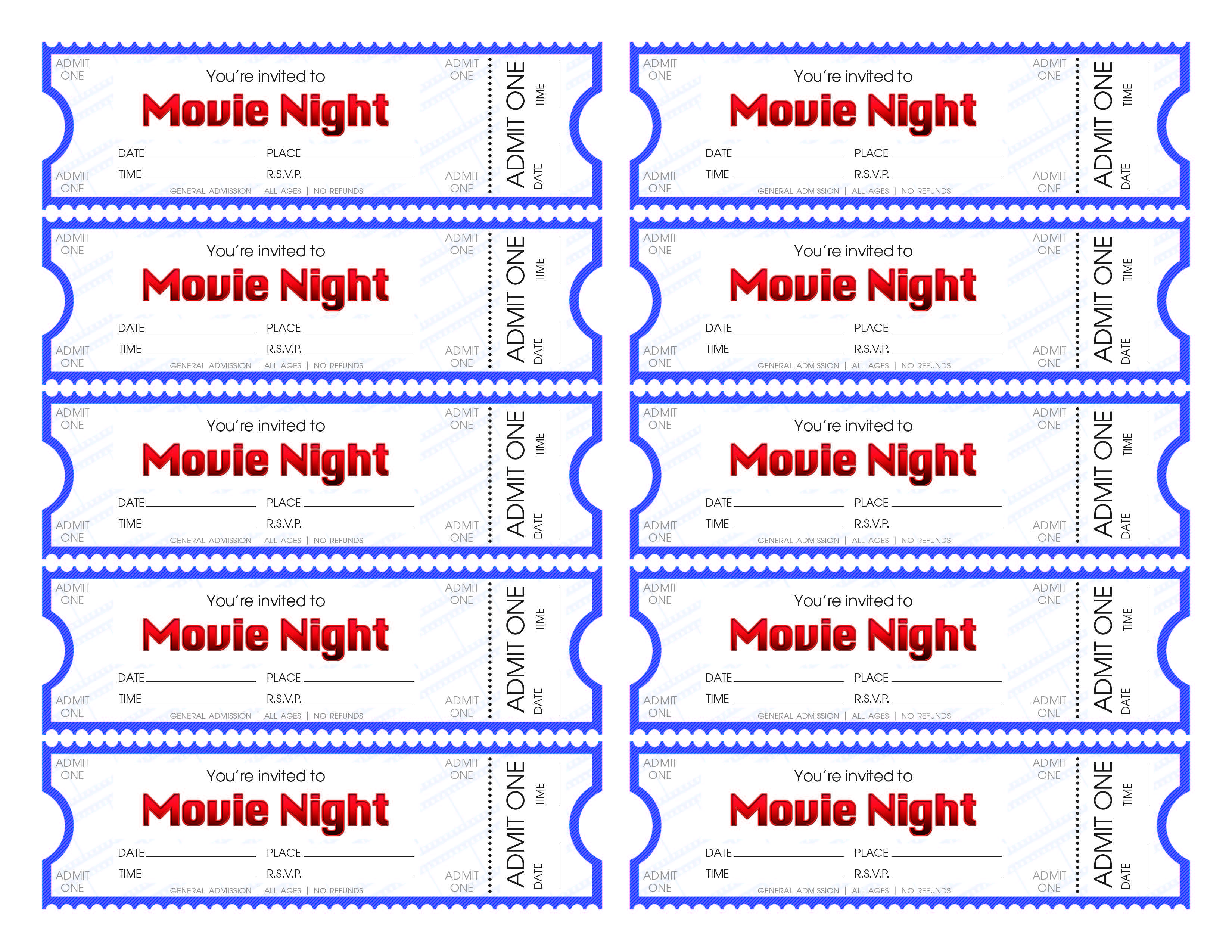 Make Your Own Movie Night Tickets