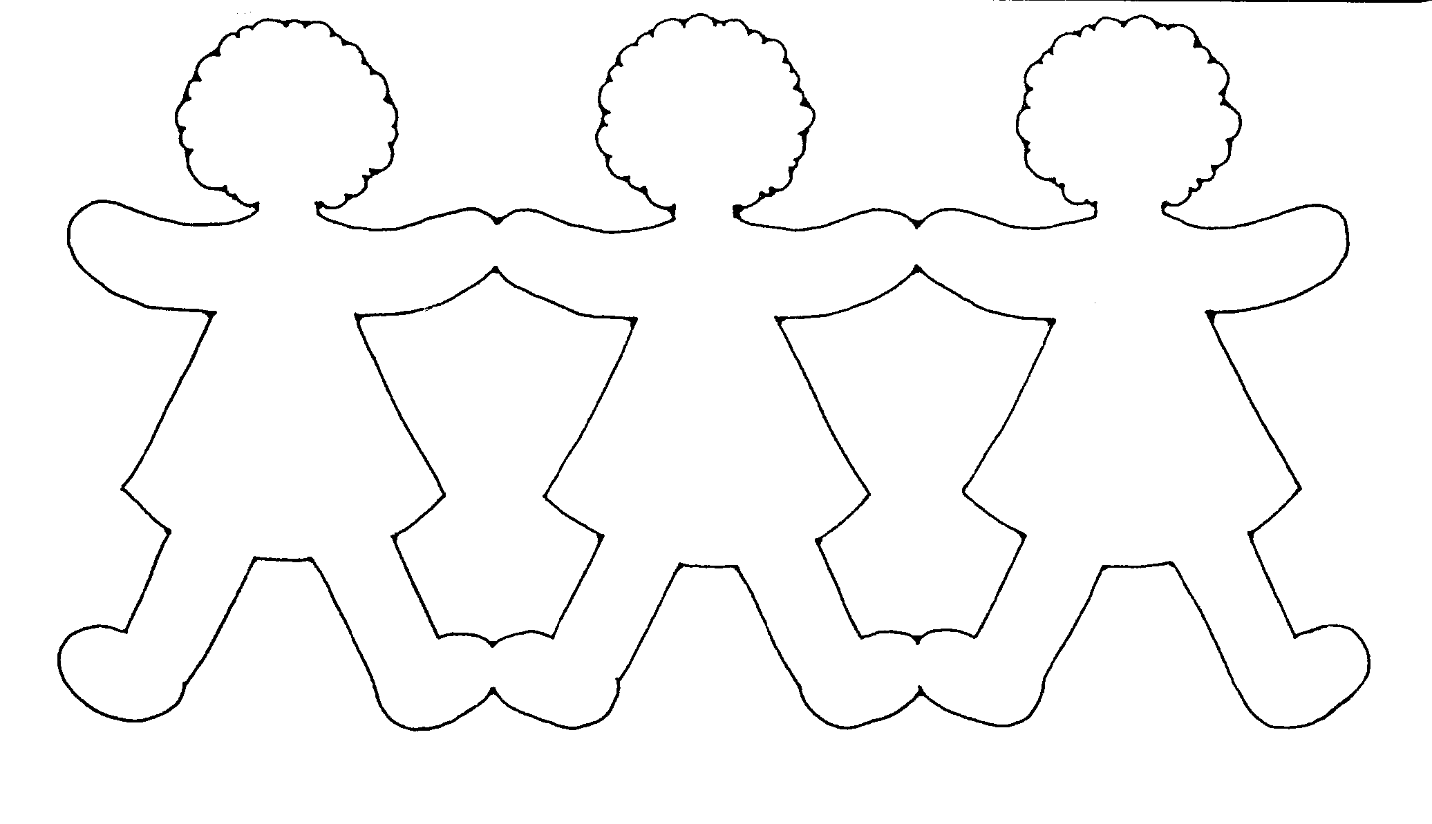 Paper Dolls Holding Hands Template