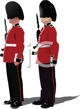 Queens Guards Standing At Attention   Royalty Free Clip Art Picture